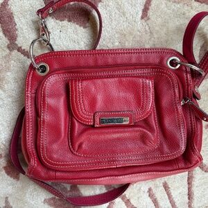 Tignanello Red Crossbody Bag with Builtin Wallet